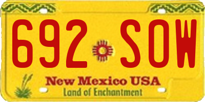 NM license plate 692SOW