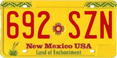 NM license plate 692SZN
