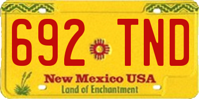 NM license plate 692TND