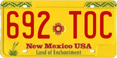 NM license plate 692TOC