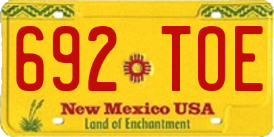 NM license plate 692TOE