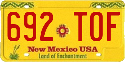 NM license plate 692TOF