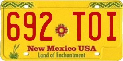 NM license plate 692TOI