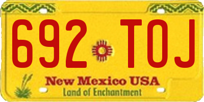 NM license plate 692TOJ