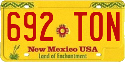 NM license plate 692TON
