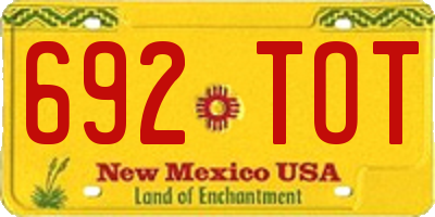 NM license plate 692TOT