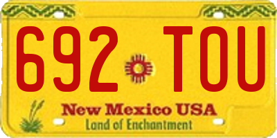 NM license plate 692TOU