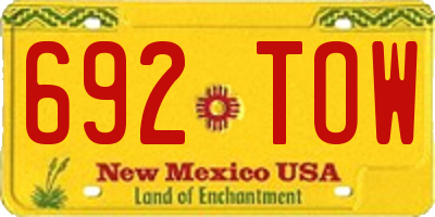 NM license plate 692TOW