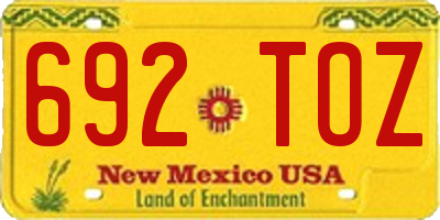 NM license plate 692TOZ