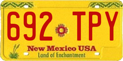NM license plate 692TPY