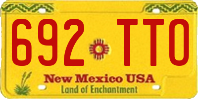 NM license plate 692TTO