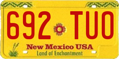 NM license plate 692TUO
