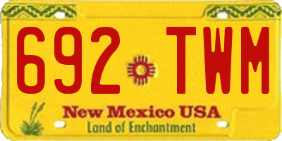 NM license plate 692TWM