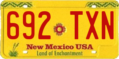 NM license plate 692TXN