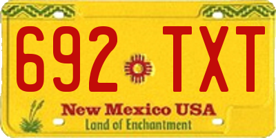 NM license plate 692TXT