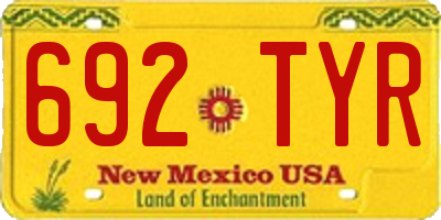 NM license plate 692TYR