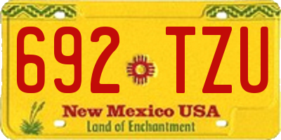 NM license plate 692TZU