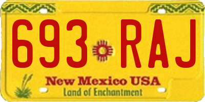 NM license plate 693RAJ