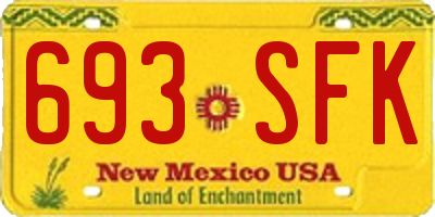NM license plate 693SFK