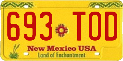 NM license plate 693TOD
