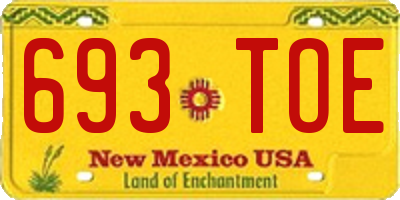NM license plate 693TOE