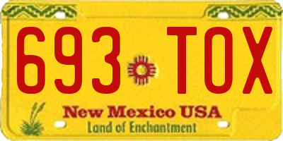 NM license plate 693TOX