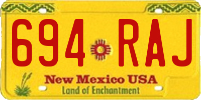 NM license plate 694RAJ