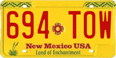 NM license plate 694TOW