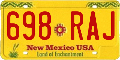 NM license plate 698RAJ