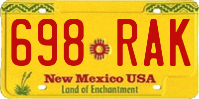 NM license plate 698RAK