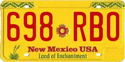 NM license plate 698RBO