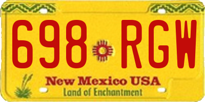 NM license plate 698RGW