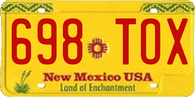 NM license plate 698TOX