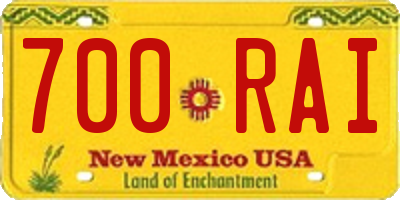 NM license plate 700RAI