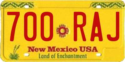 NM license plate 700RAJ