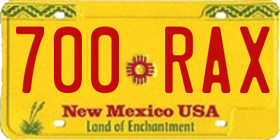NM license plate 700RAX