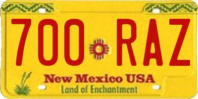NM license plate 700RAZ