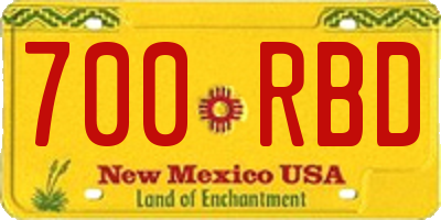 NM license plate 700RBD