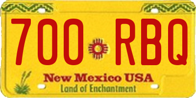NM license plate 700RBQ