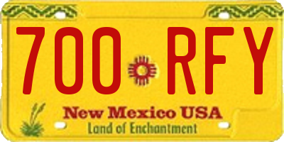 NM license plate 700RFY