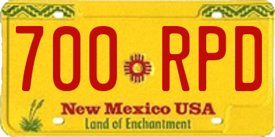 NM license plate 700RPD