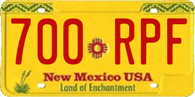 NM license plate 700RPF