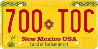 NM license plate 700TOC