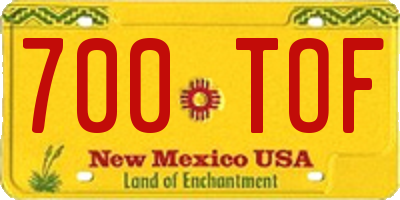NM license plate 700TOF
