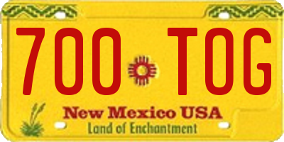NM license plate 700TOG