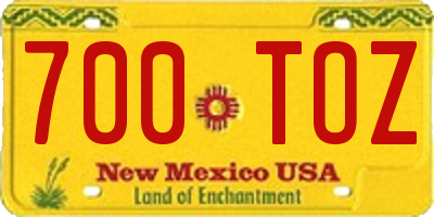 NM license plate 700TOZ