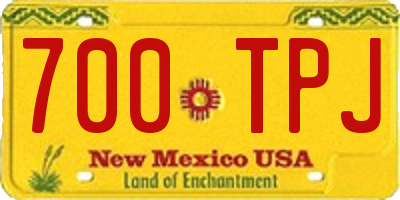 NM license plate 700TPJ