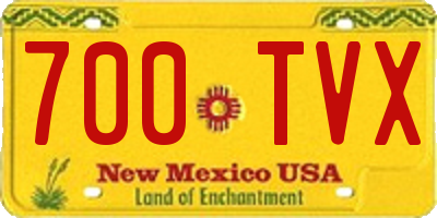 NM license plate 700TVX