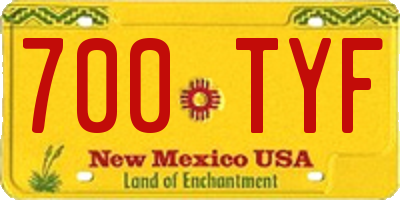 NM license plate 700TYF