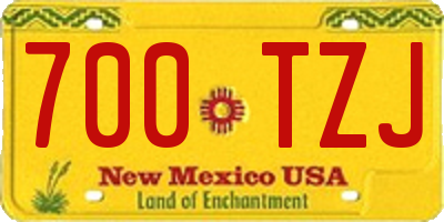 NM license plate 700TZJ